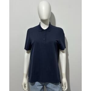 Lacoste Womens Polo Shirt EU 38 US S Cotton Blend Navy Short Sleeve Mesh NWOT